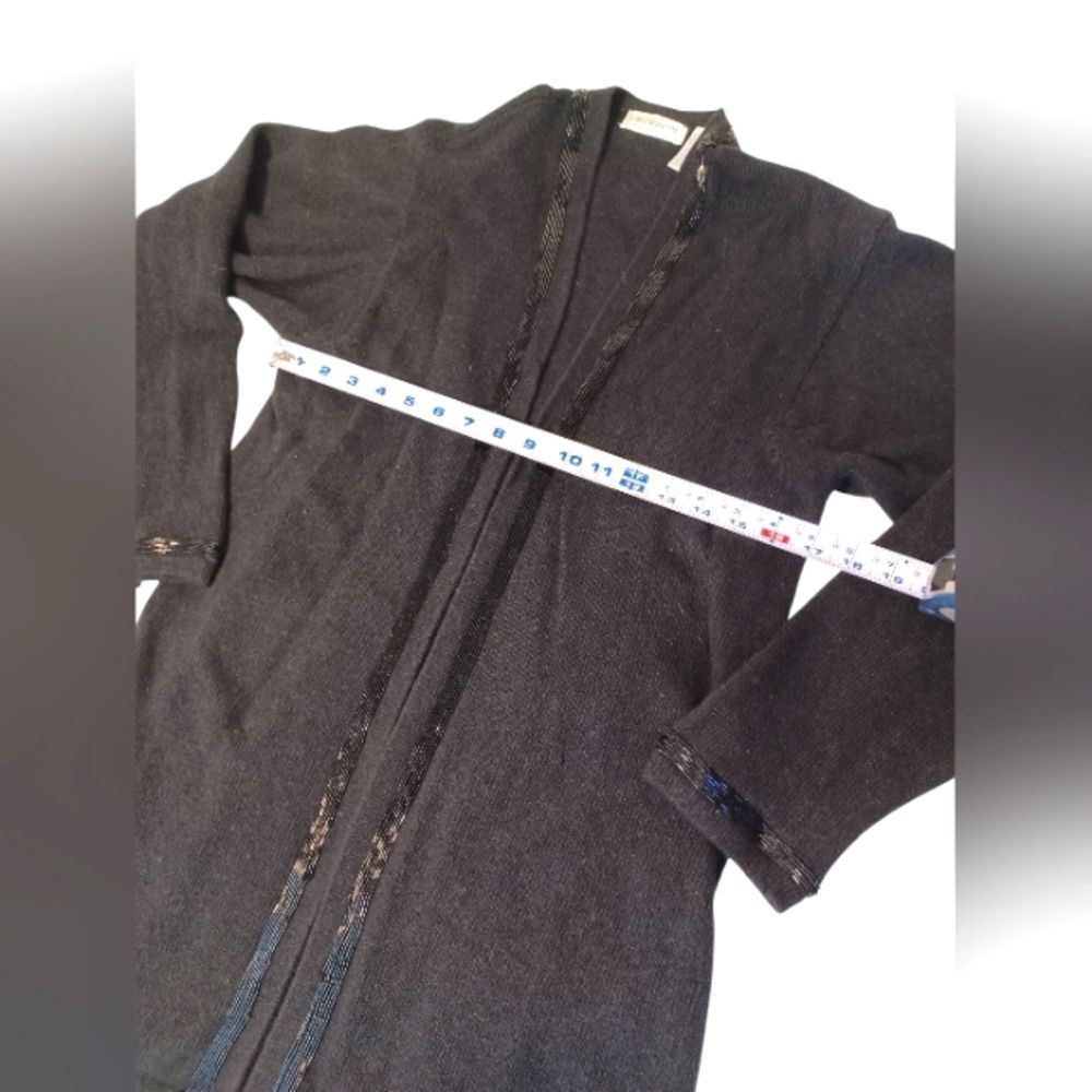 Liz Claiborne Black Cardigan with Beaded Trim Medium - Picture 6 of 9